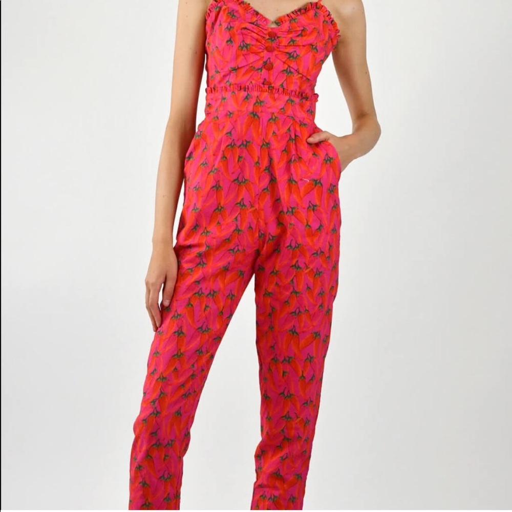 Farm Rio Red Pepper Jumpsuit size small